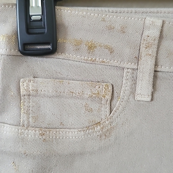L'Agence Biscuit Gold Glitter Coated Margot High Rise Skin Jeans - Size 26 - Picture 7 of 13
